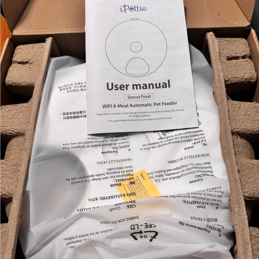 iPettie Automatic 6 Meal Pet Cat Feeder Stainless Steel in White, NEW